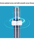 Rock Solid Adjustable Leveling Feet Four Pack Built Tough Carbon Steel Threaded Lifts with chrome-plated screw rod and smooth threads.