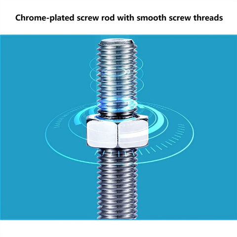 Heavy Duty Adjustable Leveling Feet 4 Pack Featuring Boss Level Stability With Chrome Steel Rods And M20 Threads Paired With Cushioned 104Mm Rubber Pads For Dead Solid Workspace Setup - close-up of chrome-plated screw rod.