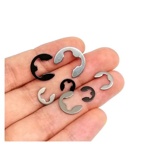 External Circlip Retaining Ring Kit Set M1.2 To M15 For Shafts E Type Circlips Stainless Steel SS304 1000 Pcs Heavy Duty Built To Last Shaft Bearing Retention Solution, assorted rings in hand