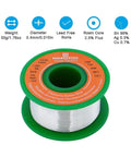 Ultra Thin 0.015 Inch Solder Wire Rosin Flux Core Lead Free For Fine Electronics, Sn99 Ag0.3 Cu0.7, 1.76oz 50g Spool