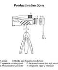 Diagram of Digital Telescope Eyepiece Camera For Monoculars And Binoculars With USB C App Controlled, showing parts and labels.