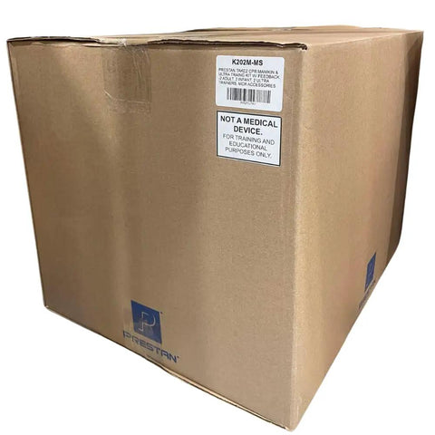 Box containing Take2 CPR Manikin And UltraTrainer Kit With Feedback For Realistic Practice Two Adults And Two Infants Plus Two AED UltraTrainers