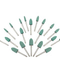 20 Piece Rubber Bullet Head Polishing Burr Set With 4mm 6mm 8mm 10mm Heads Green Cone Point Grinding Bit For Deburring