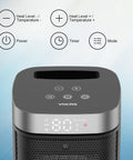 Top view of Compact Indoor Space Heater With Remote Thermostat And 12 Hour Timer 1500W PTC Ceramic Heater control panel