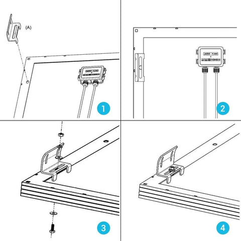 Diagram of installing Curved Z Mounting Brackets Set Of 4 For Solar Panels, Built For RVs, Boats, Roofs And Off Grid Installations