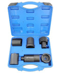 Beefy Spindle Nut Socket Set, 6 Piece Half Inch Drive Kit For Axle Lock Nuts in open blue case, includes outer and inner socket sizes