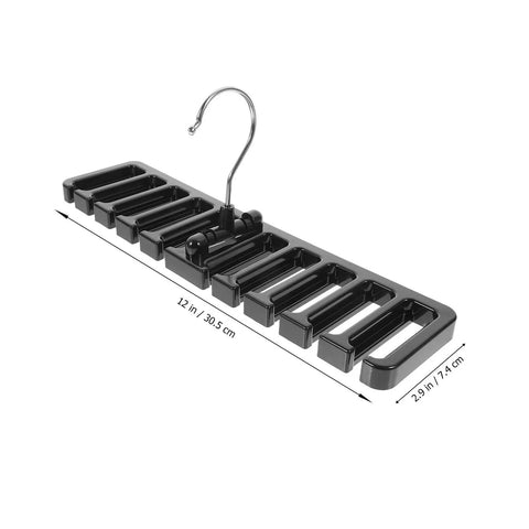 Set Of 2 Black Mens Belt And Tie Hangers To Keep Your Closet Swag On Point Multi Slot Hook Rack for scarves, 12 in
