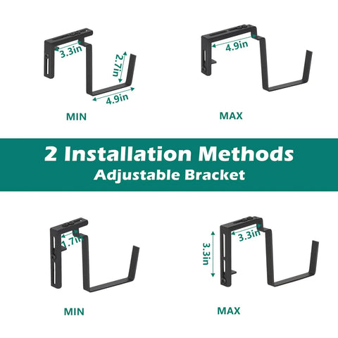 Four Pack Adjustable Railing Planter Boxes 16.9 Inch Window Flower Boxes With Metal Brackets For Balcony Fence Deck No Fuss Easy Install Indoor Outdoor Use Fits Railings Up To 4.9 Inches Detachable Support System Green