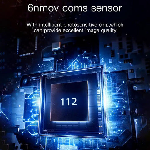 Real Deal 1080P Borescope Camera With Blinding LED Flash And Hella Sharp 4.3 Inch IPS Screen showing 6nm CMOS sensor close-up.