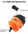 Spincast Fishing Reel For Beginners With Right Hand Retrieve Easy Push Button Casting Pre Wound Nylon Line Durable Orange Design