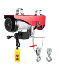 Heavy Duty 800 Kg Electric Chain Hoist Winch With Remote Control For Forklifts Warehouses And Building Sites Plus High Power 1450 Watt Motor side view with motor and hooks