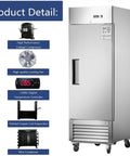 54 Inch Upright Commercial Freezer 49 Cubic Foot Hella Reliable Stainless Steel Reach In Unit With Dual Solid Doors and features detailed.