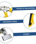 Heavy Duty Hand Seamer Tool For Bending And Flattening Metal With Durable Construction And Precise Clamping Depth, ergonomic handle close-up