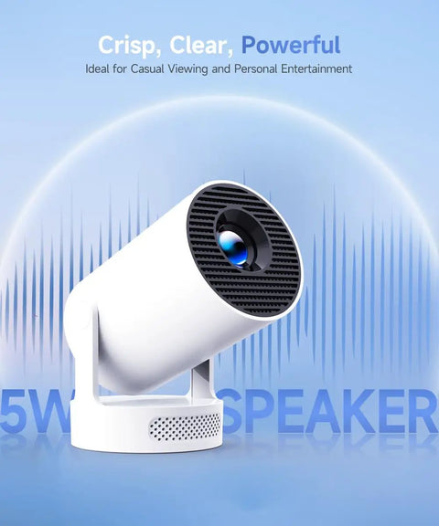 Ultra Bright Mini Projector With WiFi 6 And Bluetooth 5.4 Portable 4K Ready Movie Night Buddy with 5W speaker on display