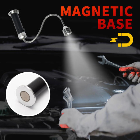 Led Grill Light With Magnetic Base And 360 Degree Gooseneck For BBQ Grilling Night Cooking shown attached to car hood.