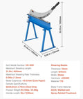 Beefy Hand Plate Shear 31.5 Inch Max Cutting Length Manual Sheet Metal Cutter with T10 Blades, on blue base, for metal cutting