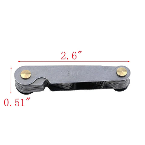 60 Degree Thread Pitch Gauge Set, 30 Pcs SAE Type, stainless steel, front view, product size 2.6" x 0.51", folded position