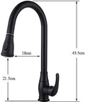 OGMOYT Matte Black Sensor Kitchen Faucet Sensitive Smart Touch Single Handle Mixer Tap Touch Sensor with measurements.
