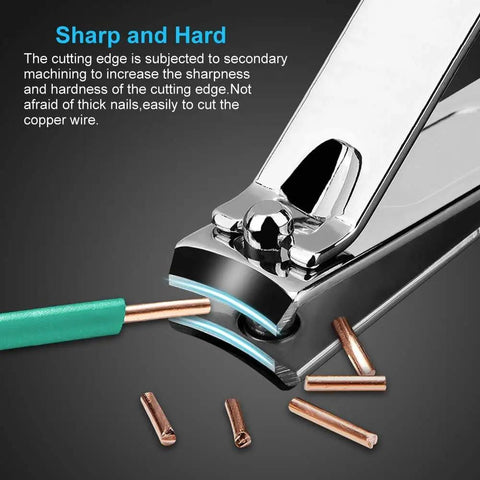 Close-up of stainless steel nail clipper from 18 Piece Stainless Steel Nail Care Tools Set for Men and Women with PU Leather Travel Case