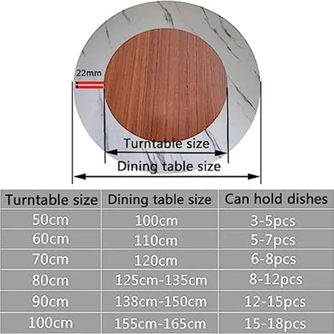 Diagram showing dimensions of Heavy Duty 27 Inch Lazy Susan Turntable Smooth Spinning Solid Wood Rotating Serving Tray.