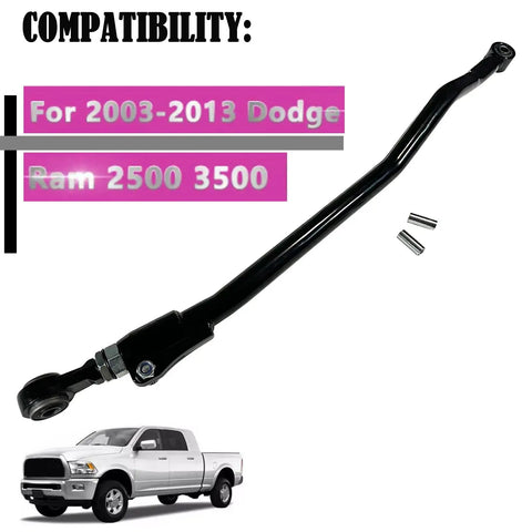 Front Adjustable Track Bar For 0 To 3 Inch Lift Kits Fits 2003 To 2013 Dodge Ram 2500 3500 2 Inch Adjustable Panhard Suspension Rod Beefy Steel Construction For Off Road Use And Stable Axle Alignment, black steel track bar with bushings for Dodge Ram 2500 3500