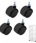 4-pack black 1.5-inch swivel caster wheels with M6 stems for Sterilite 3-drawer cart; 360° rotation, replacement casters