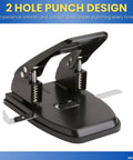 Two Hole Punch For Office Use, Heavy Duty Workhorse Desk Punch, low effort operation, jam resistant, black with 28 sheet capacity