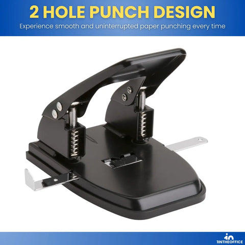 Two Hole Punch For Office Use, Heavy Duty Workhorse Desk Punch, low effort operation, jam resistant, black with 28 sheet capacity