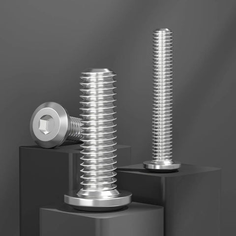 Top Shelf M8 1.25 X 30 Mm Flat Head Hex Socket Bolt Set Built Tough With 304 Stainless Steel full thread bolts on display.