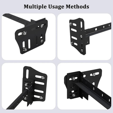 Heavy Duty Steel Bed Frame Brackets Adjustable Headboard And Footboard Connector Kit For Metal Beds Rust Proof Black Finish showing multiple connection angles.
