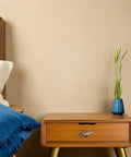 Vintage Brass Duckbill Cabinet Door Pull Handle Single Hole Design on wooden bedside table with blue vase