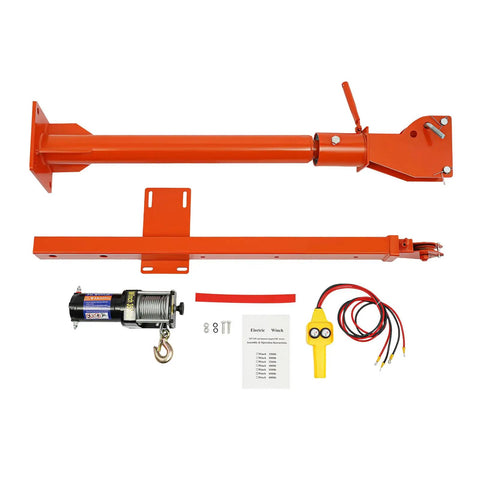 Heavy Duty Truck Mounted Crane Hoist With 1100 Lb Capacity And 12 Volt Electric Winch components including electric winch and boom.