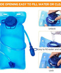 5L Hydration Vest Backpack With 2L Water Bladder showing blue bladder with wide opening and easy fill process, orange style