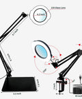 15X Magnifying Desk Lamp with Clamp and Base, 5 Color Modes, 10-Level Brightness, 4.2 Inch Reading Magnifier for Seniors and Crafts