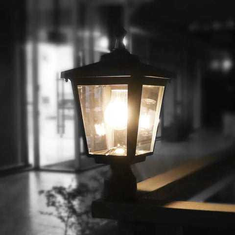 Solar Post Light Outdoor ST4319Q Cast Aluminum Filament LED With Mounting Base For Pillar Garden Yard Pole Bollard Gates Driveway Pathway Walkway Weatherproof Solar Powered Dusk To Dawn Lighting With Rechargeable Batteries Included