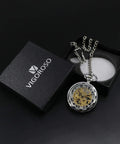 Mens Classic Steampunk Pocket Watch Gold Skeleton Hand Wind Mechanical Timepiece In Box With Vintage Inspired Design