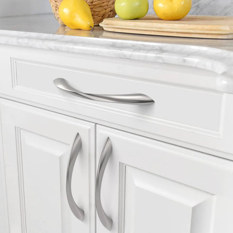 10 Pack Brushed Satin Nickel Arch Twisted Cabinet Pulls 5 Inch Hole Centers for Cabinets and Drawers Kitchen Cupboard Handles