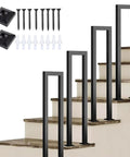 Built Like A Tank U Shaped Handrail For Indoor Stairs Outdoor Steps Heavy Wrought Iron Railing with mounting hardware on stairs