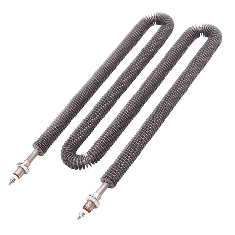 Heavy Duty Electric Finned Tubular Heater And Air Oven Heating Element With M12 Thread 220V 1Kw Up To 2500W with curved finned design.