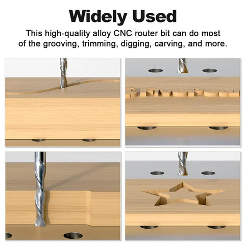 Up And Down Cut Spiral Router Bit Set For CNC Milling, Pro Grade 1/4 Inch Shank, wood carving and engraving use examples