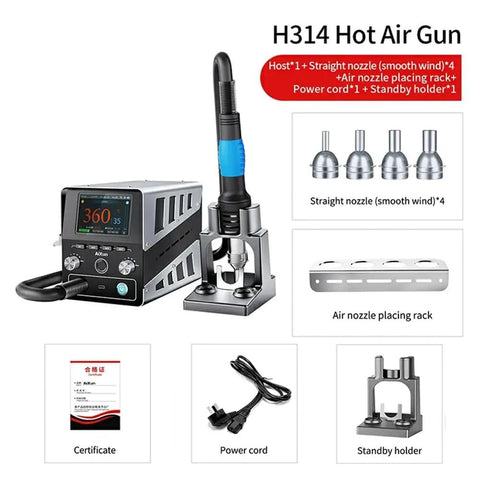 1400W Smart Hot Air Rework Station For SMD BGA Repair, Heats To 380 Celsius In 3 Seconds, Three Modes Soft Standard Fast