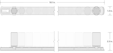 Diagram of 19-piece 3/8 Inch Drive Semi-Deep 6-Point Socket Set With Rail, 6-24 mm Sockets on Heavy Duty Rail Kit.