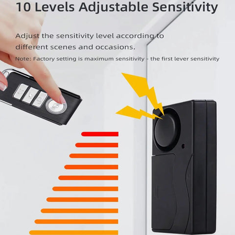 Wireless Anti Theft Vibration Alarm For Doors And Windows With 4 Sensors And 2 Remote Controls 110dB Loud Burglar Alarm