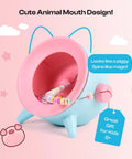 Electric bead spinner with cute animal mouth design, pink and blue, ideal for kids 8+, includes beads and thread for DIY projects.