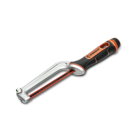 Ten Inch High Tension Compact Hacksaw With Dual Material Handle For Easy Grip And Flush Cuts DIY Friendly In Handle Twist Tensioning