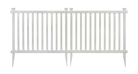 Two Panel No Dig Vinyl Fence Kit, 3ft High By 3.5ft Wide, White Yard Border Fence For Garden, Temporary Backyard Barrier, Pet Safe