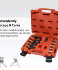 11 Piece Hook And Pin Spanner Wrench Set With Changeable Heads From 3/4 To 6 1/2 Inch For Suspension in red carrying case