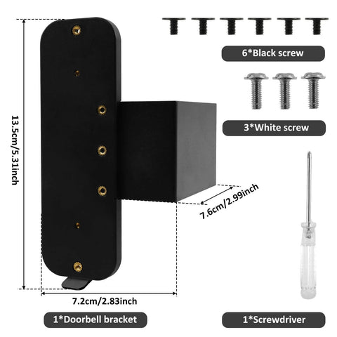 Anti Theft Video Doorbell Mount No Drill Outdoor Bracket With Screws and Screwdriver for secure camera installation
