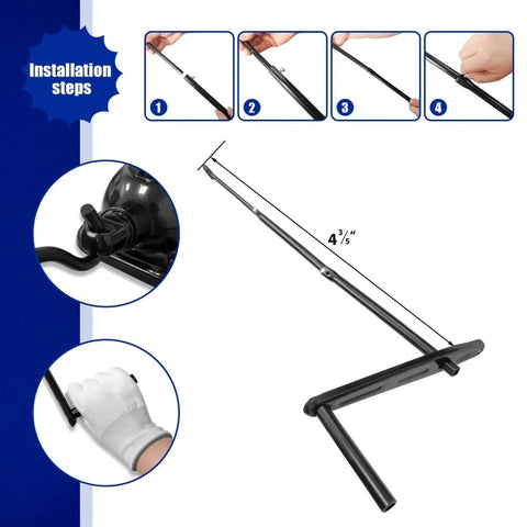 Installation guide for 2 Ton Spiral Car Jack With Telescoping Handle, Swivel Top Mechanical Bottle Jack; steps 1 to 4 shown