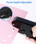 Heavy Duty Metal Slot Hole Punch Handheld Paper Punch For ID Cards And PVC Cards showing punch depth adjustable feature